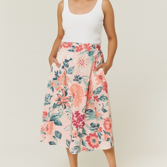 LOFT Floral Midi Skirt – Size 2 (NWT - Picture 1 of 4
